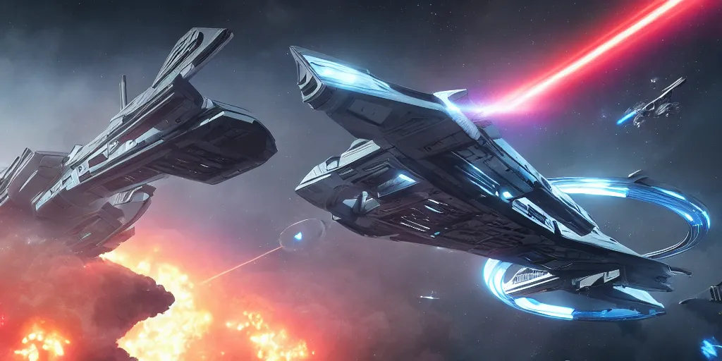 Image similar to futuristic space battle hyperdetailed, artstation, cgsociety, in the style star trek 8 k