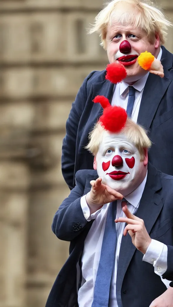 Image similar to boris johnson as a clown