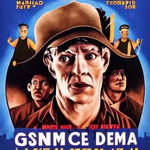 Prompt: a movie poster for the film ernest does a genocide