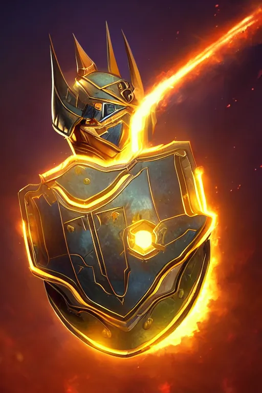 Image similar to shield fantasy epic legends game icon stylized digital illustration radiating a glowing aura global illumination ray tracing hdr fanart arstation by ian pesty and katarzyna da „ bek - chmiel