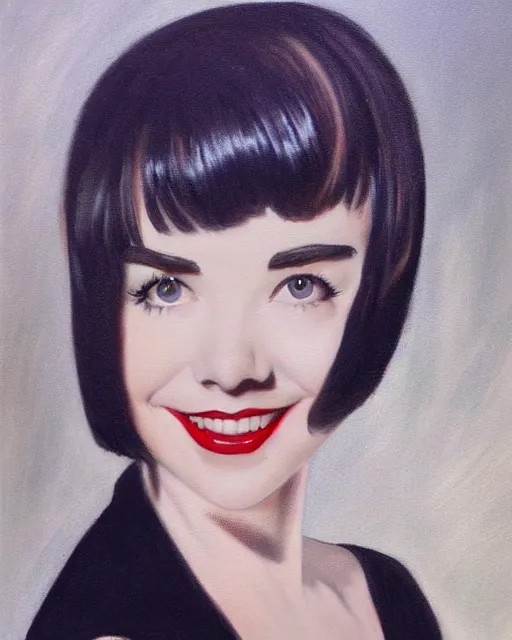 Prompt: colleen moore 2 8 years old, bob haircut, portrait painted by stanley artgerm
