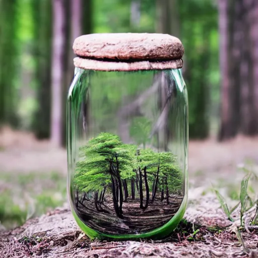 Prompt: the forest inside the jar