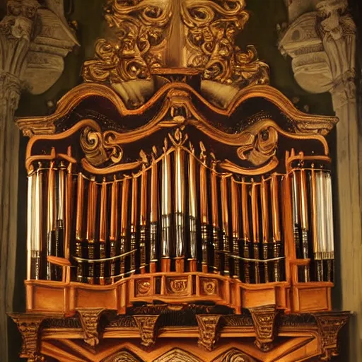 Prompt: tocatta for valheim pipe organ, detailed baroque oil painting