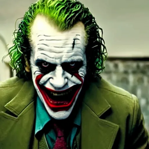 Image similar to film still of Mel Gibson as joker in the new Joker movie