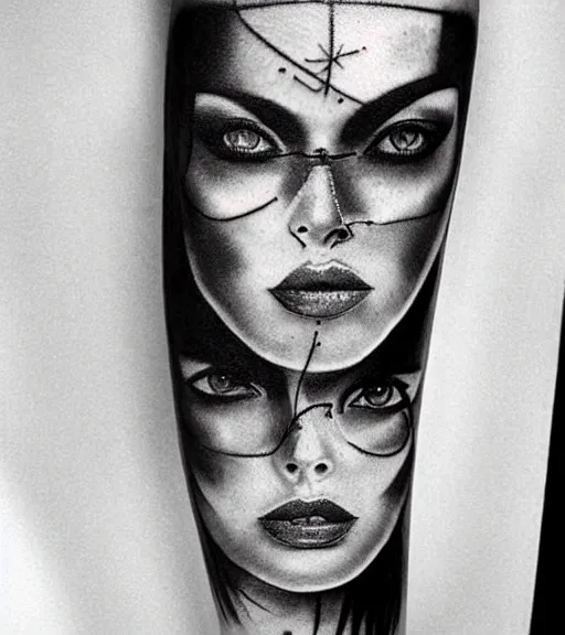 Image similar to ! dream tattoo design sketch of the dart veider, in the style of den yakovlev, realistic face, black and white, realism tattoo, hyper realistic, highly detailed, 3 d