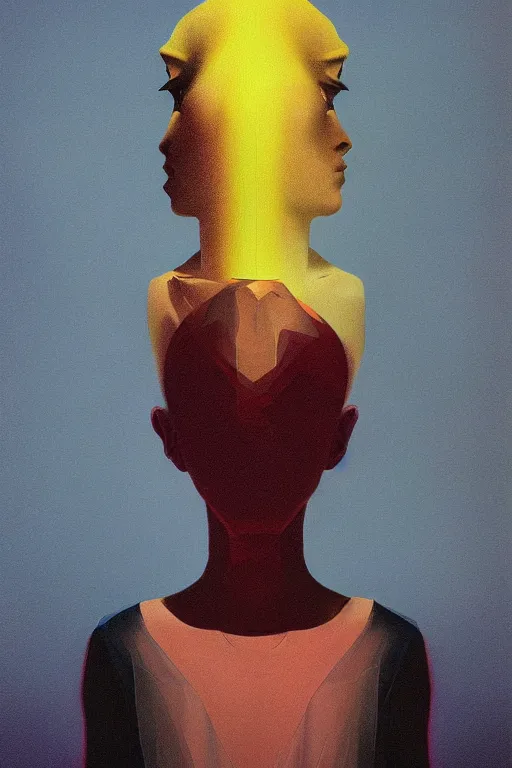 Image similar to woman wearing oculus and digital glitch head edward hopper and james gilleard, zdzislaw beksisnski, higly detailed