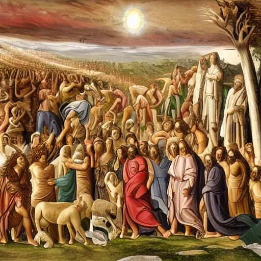 Prompt: very detailed biblical scene of the apocalypse