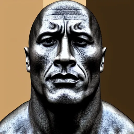 Prompt: dwayne johnson's face as a moai statue