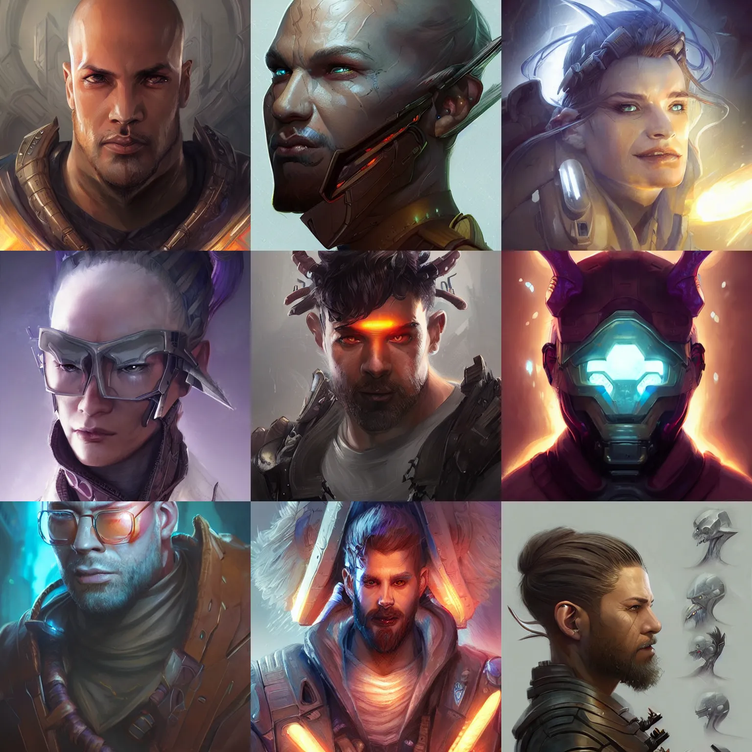 Prompt: man, shadowrun, fantasy, highly detailed, headshot, digital painting, trending on artstation, concept art, sharp focus, illustration, art by artgerm and greg rutkowski and magali villeneuve