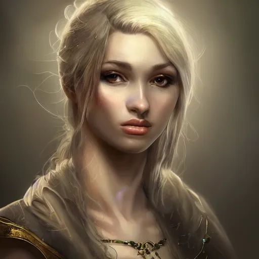 Image similar to Young Romanian woman, high resolution fantasy concept art, realistic, intricate details, soft lighting