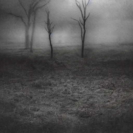 Prompt: A haunting photograph of a liminal landscape, atmospheric and dreary realistic found footage