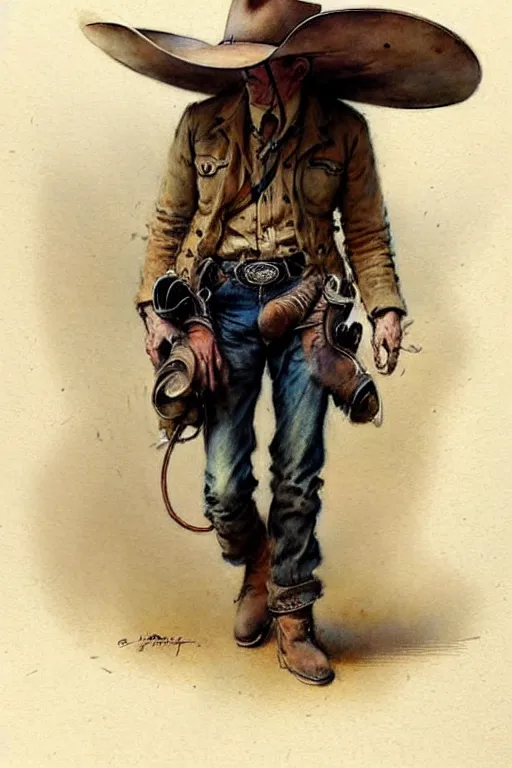 Image similar to (((((1950s wold west cowboy . muted colors.))))) by Jean-Baptiste Monge !!!!!!!!!!!!!!!!!!!!!!!!!!!