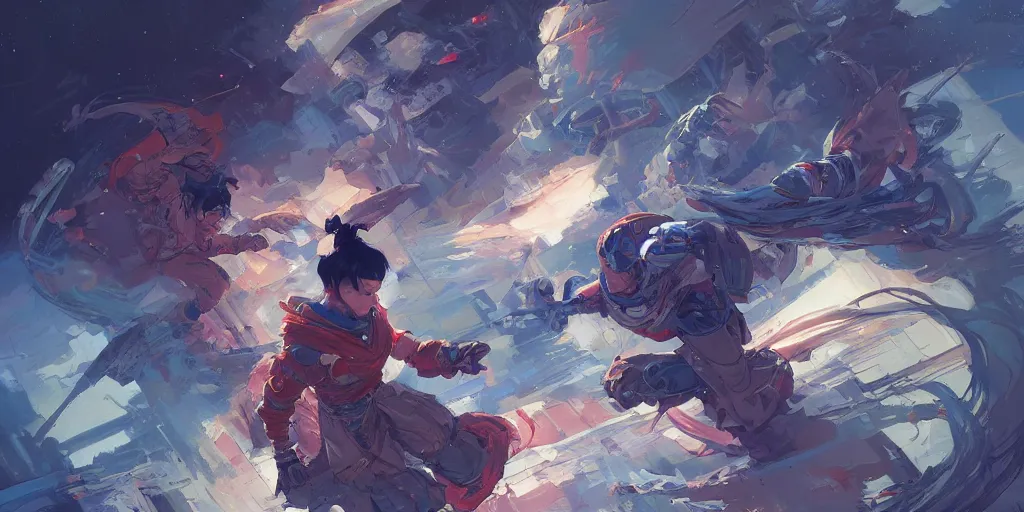 Prompt: space ninja, tooth wu, dan mumford, beeple, wlop, rossdraws, james jean, marc simonetti, artstation, giuseppe dangelico pino and michael garmash and rob rey and greg manchess and huang guangjian and makoto shinkai