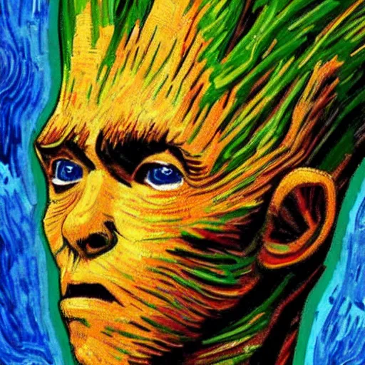 Prompt: groot Painted by Vincent Van Gogh 4K quality