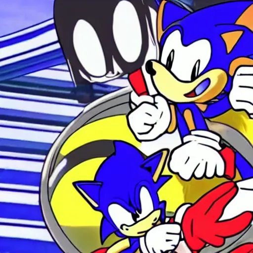 Image similar to sonic the hedgehog in jojo's bizarre adventure