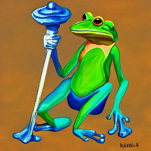 Prompt: frog knight, painting,