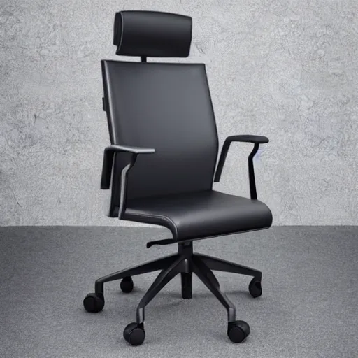 Image similar to Photograph of an office chair made from BMW parts, futuristic design, 8K HD, engineered, brutalist style, product shot