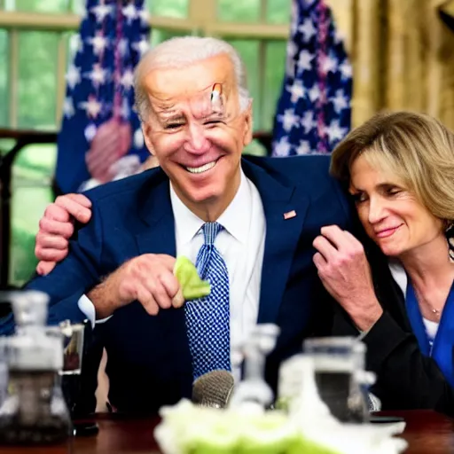 Prompt: joe biden eating someone alive