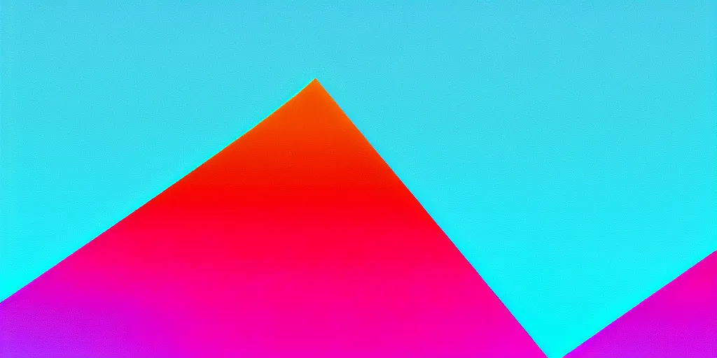 Prompt: smooth color gradient from red to cyan with interlocking triangle halftones blending the shapes and colors together by max chroma