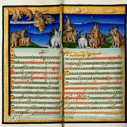Image similar to an illuminated manuscript of a cat