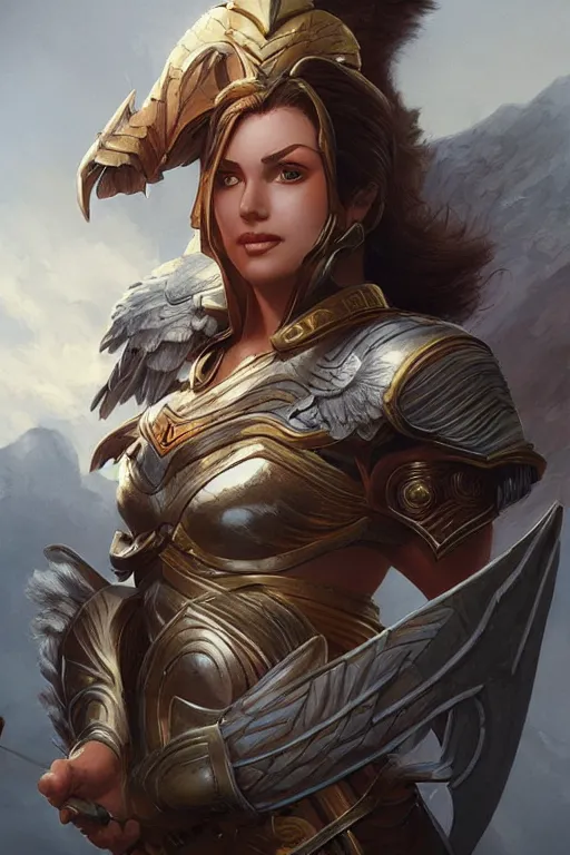 Image similar to amazon valkyrie athena, d & d, fantasy, portrait, highly detailed, headshot, digital painting, trending on artstation, concept art, sharp focus, illustration, art by artgerm and greg rutkowski and magali villeneuve