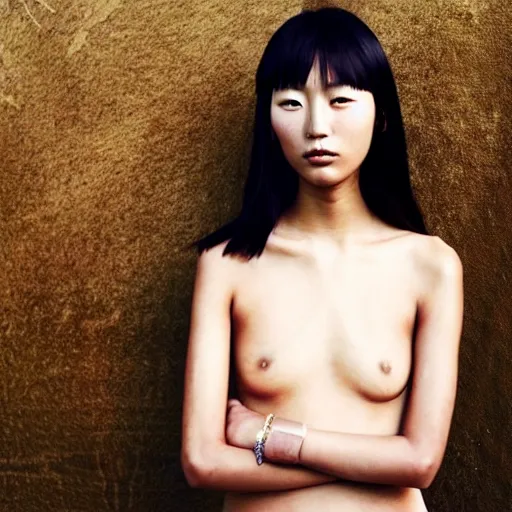 Image similar to photo portrait of beautiful 2 0 - year - old asian woman by'inez and vinoodh ','models. com ', elegant, luxury, masterpiece