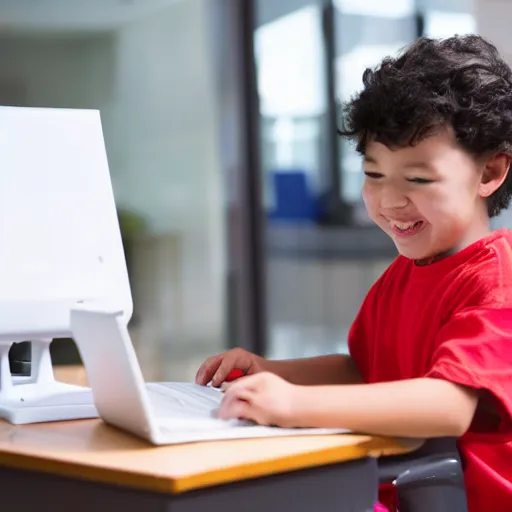 Image similar to a kid using a talking computer