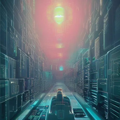 Image similar to Just living in the database as the madness of the system grows by beeple and dan mumford and greg rutkowski rendered in hyperdetailed Ultra HD, trending on ArtStation, luminous,