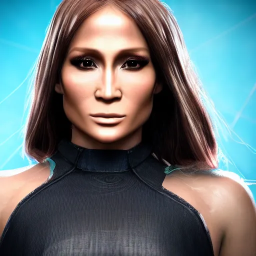 Prompt: gummy bear j - lo lookalike, portrait photography, unreal engine