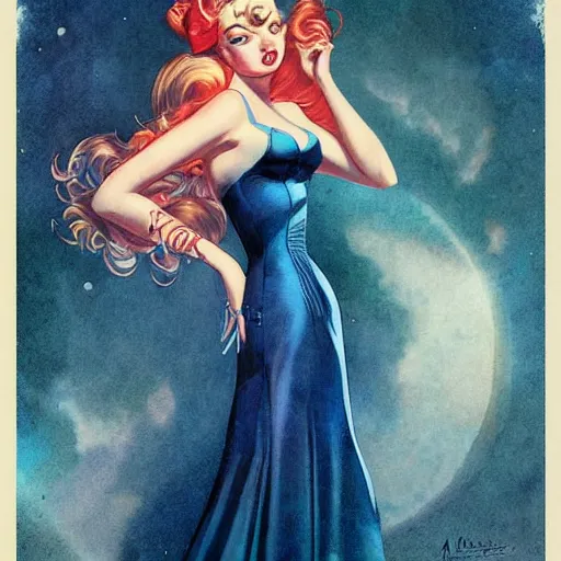 Image similar to a pinup by alberto vargas and anna dittmann.