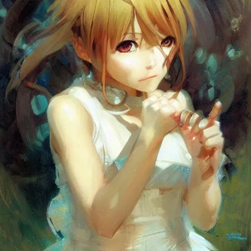 Image similar to cute anime girl portraits, chibi art, painting by gaston bussiere, craig mullins, j. c. leyendecker