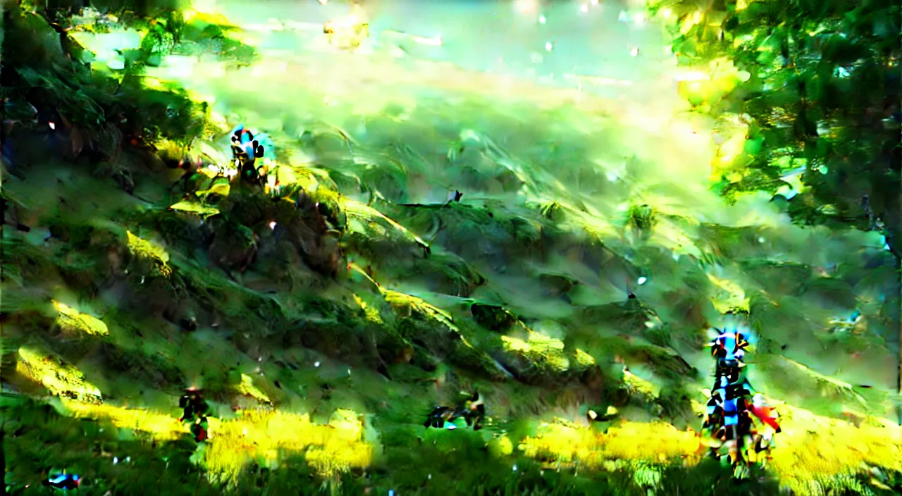 Image similar to beautiful anime wallpaper, landscape, green rolling hills, bright, intricate, sharp focus, lens flare, bloom, illustration, highly detailed, digital painting, concept art, matte, art by ruan jia and wlop and greg rutkowski, masterpiece