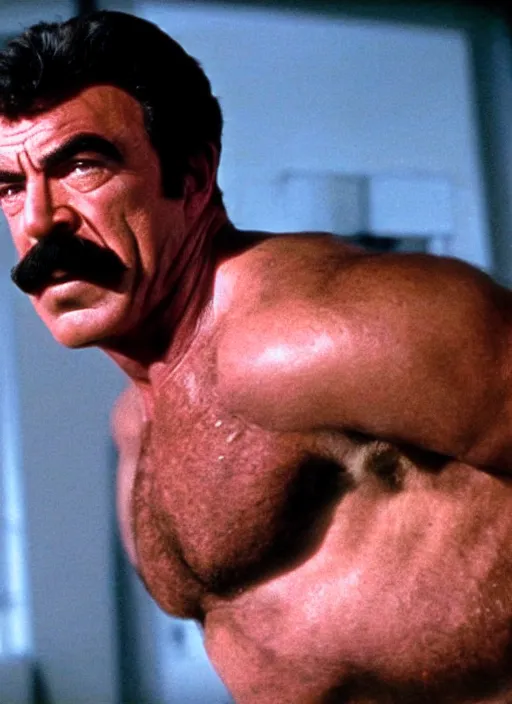 Image similar to film still of tom selleck as the hulk in the incredible hulk, 4 k