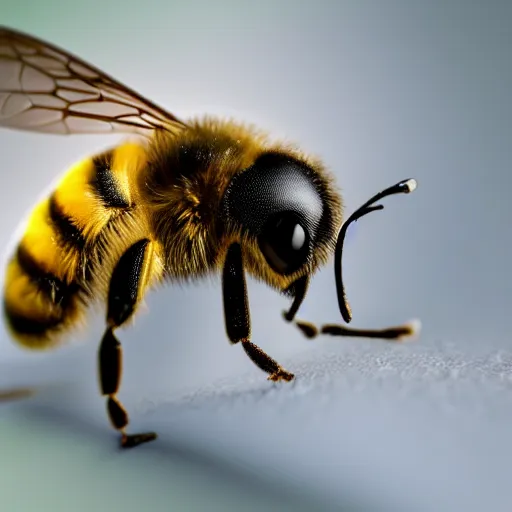 Image similar to 3 d bee, macro, depth of field, f 1. 2 highly detailed