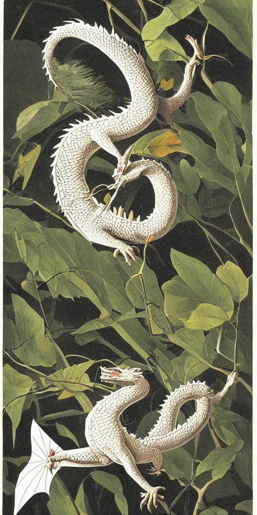 Image similar to field guide illustration painting of a dragon by john audubon and david allen sibley, detailed art, white background