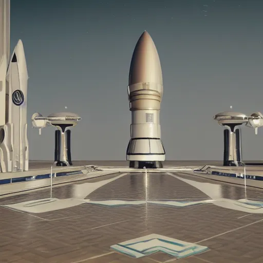 Prompt: art deco spaceport, white and gold, highly detailed, octane render, 8 k