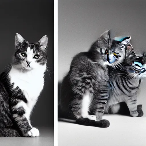 Prompt: 1 9 8 0 s studio photography of a cat