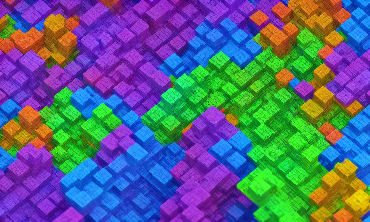 Prompt: fractal voxel full color 4 k high octane render