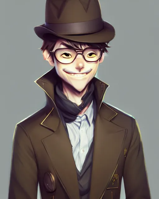 Image similar to character concept art of a cute male anthropomorphic furry detective | | adorable, key visual, realistic shaded perfect face, tufted softly, fine details by stanley artgerm lau, wlop, rossdraws, james jean, andrei riabovitchev, marc simonetti, and sakimichan, trending on weasyl