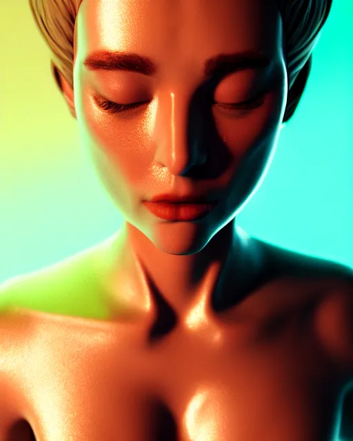 Image similar to face, portrait of a beautiful slime woman | | deviantart, realistic, dramatic shadowing, 8 k, hd, octane render, perfect