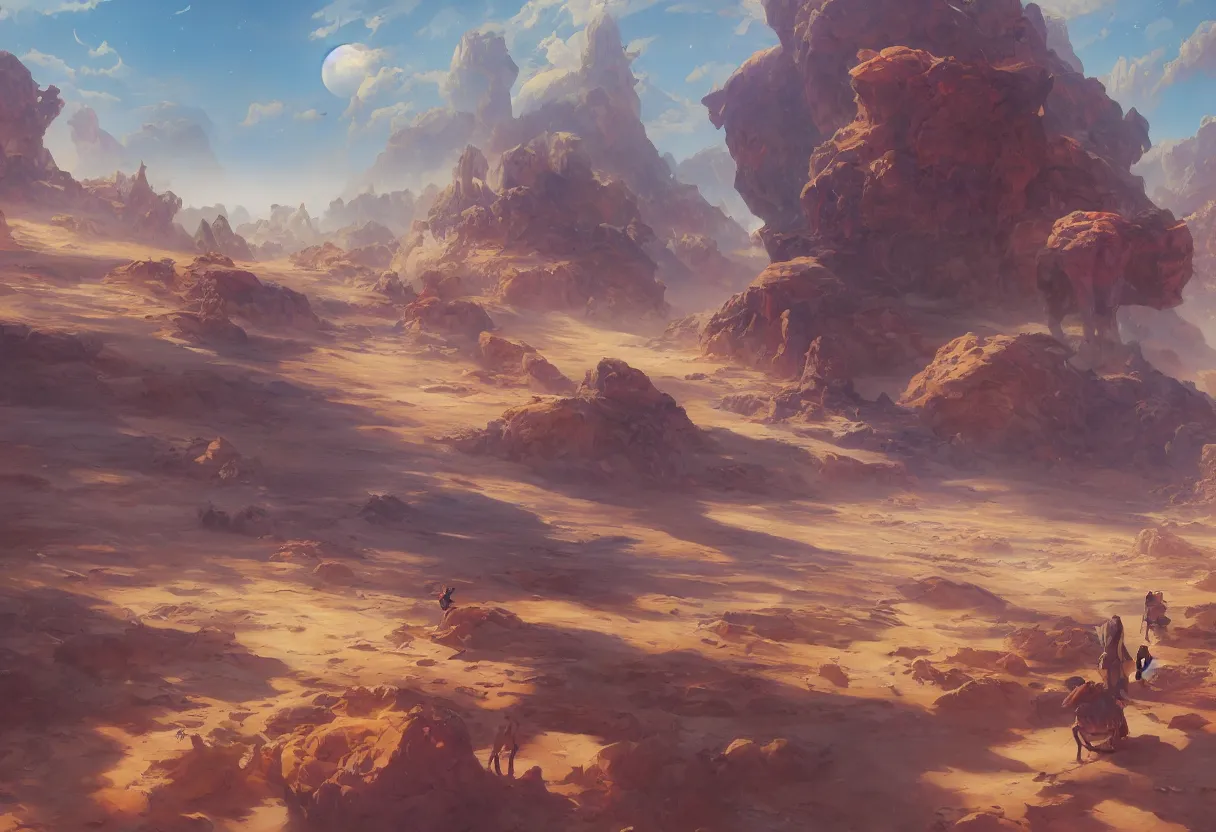 Prompt: arid planet, intricate oil painting, high detail illustration, sharp high detail, manga and anime 1 9 9 9, official fanart behance hd artstation by jesper ejsing and makoto shinkai, 4 k