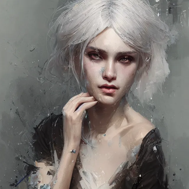 Image similar to beauty girl, white hair, hyper detailed, insane details, intricate, elite, elegant, luxury, by ismail inceoglu dragan bibin hans thoma greg rutkowski alexandros pyromallis rene maritte illustrated, perfect face, fine details, realistic shaded, fine - face, pretty face