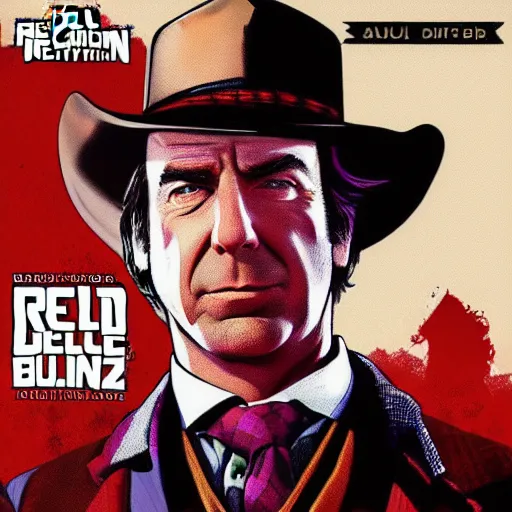Prompt: Saul Goodman in the style of the Red Dead Redemption 2 cover art