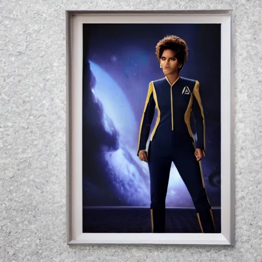 Image similar to a beautiful full body photograph of halle berry as a star fleet admiral from star trek next generation, full dress uniform, symmetrical face, extreme realism and detail, 8 k, completely framed, direct lighting, 3 5 mm photo, photorealistic, sharp focus