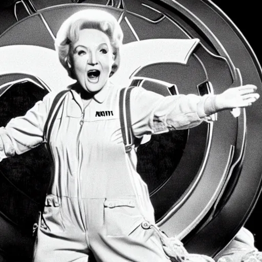 Image similar to stunning awe inspiring betty white as a ghostbuster in the movie ghostbusters, movie still 8 k hdr atmospheric lighting