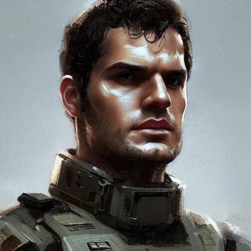 Image similar to portrait of a man by greg rutkowski, he looks like henry cavill with military short hair, wearing tactical gear of the galactic alliance, he is about 3 0 years old, highly detailed portrait, digital painting, artstation, concept art, smooth, sharp foccus ilustration, artstation hq