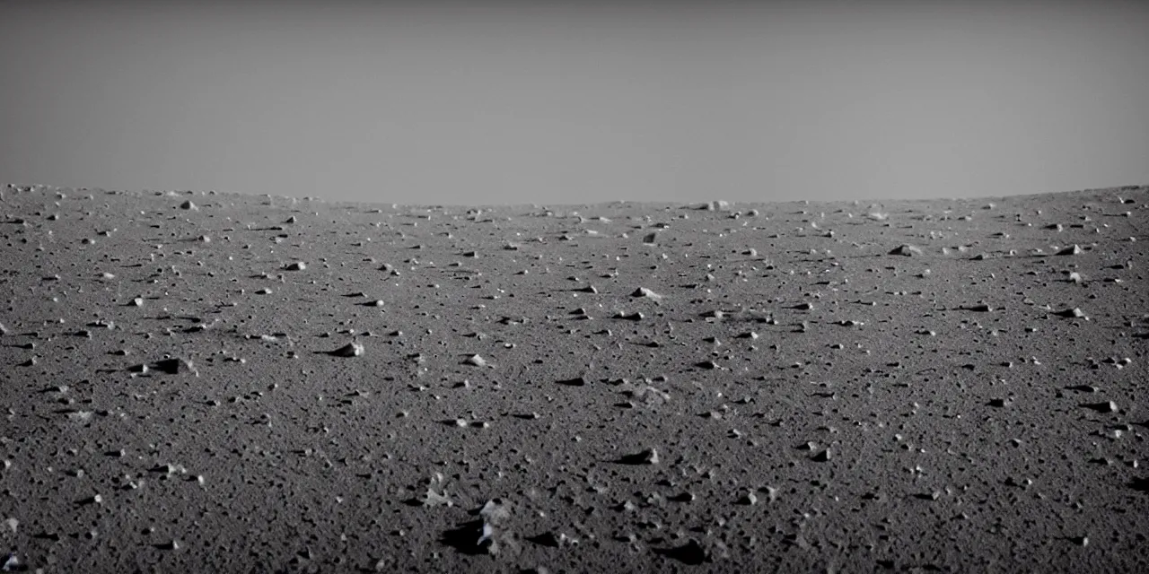 Prompt: ultrawide angle view from the surface of the moon, cinematic film still, film grain, looking up at tall white space, glowing landing lights on spaceship, stars and space in the background, fog and dust, full frame photography