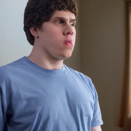 Image similar to Live Action Still of Jerma in Superbad, real life, hyperrealistic, ultra realistic, realistic, highly detailed, epic, HD quality, 8k resolution, body and headshot, film still