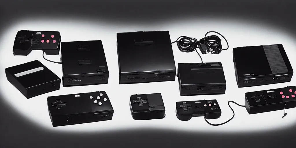 Image similar to An all-black Nintendo Entertainment System by Sega, 1990