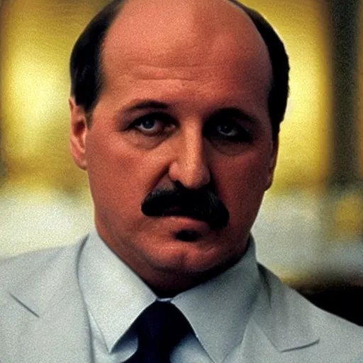 Prompt: Alexander Lukashenko in Scarface, cinematic still